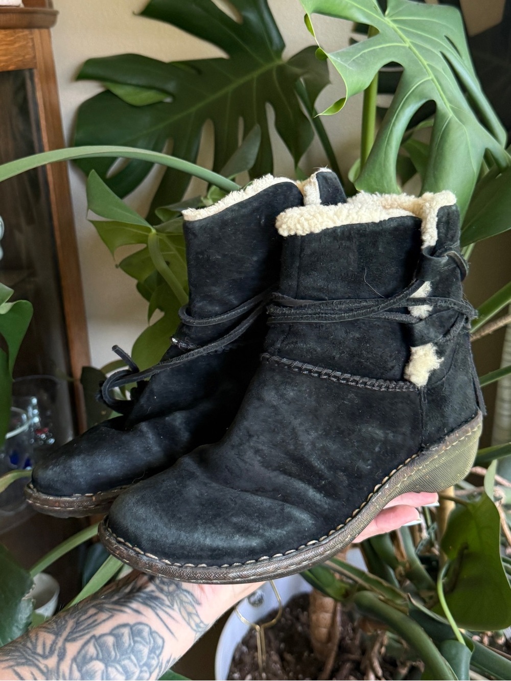 UGG Black Shearling-Lined Suede Ankle Boots